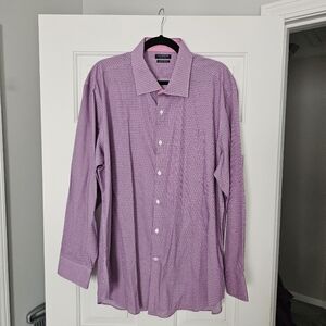 Men's Tailorbyrd Lavender Checkered Dress Shirt Size 18 1/2, 34/35
